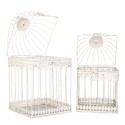 Clayre & Eef Bird Cage Decoration Beige Metal Square