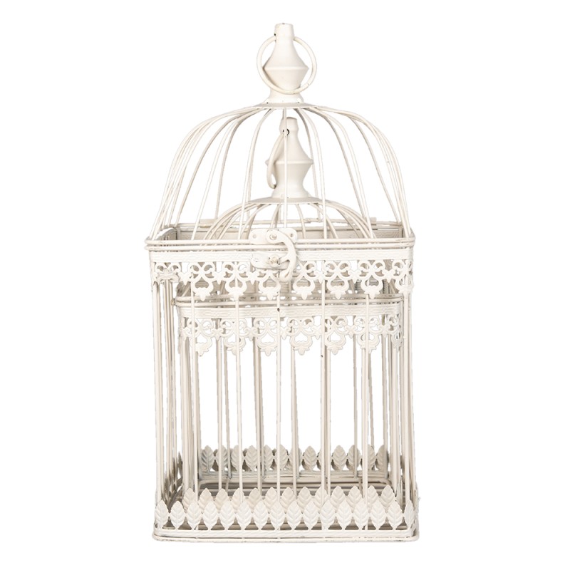 Clayre & Eef Bird Cage Decoration Beige Metal Square