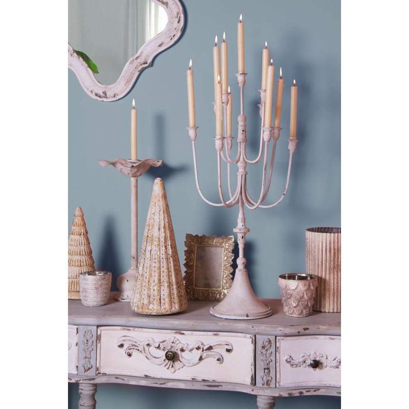 Clayre & Eef Candelabro Ø 22x48 cm Bianco Ferro