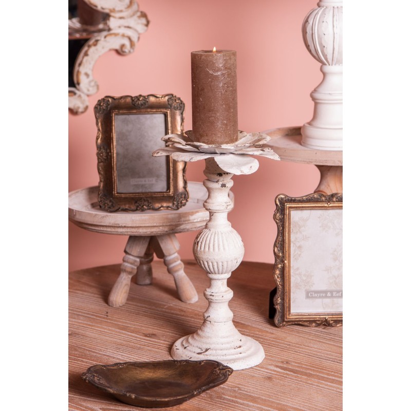 Clayre & Eef Candle holder Ø 19x34 cm White Iron