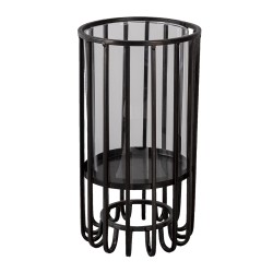 Clayre & Eef Wind Light Ø 16x30 cm Black Metal Round