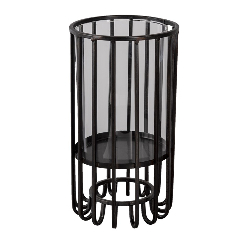Clayre & Eef Wind Light Ø 16x30 cm Black Metal Round