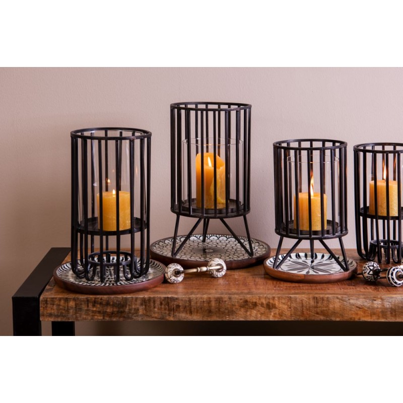 Clayre & Eef Wind Light Ø 16x30 cm Black Metal Round