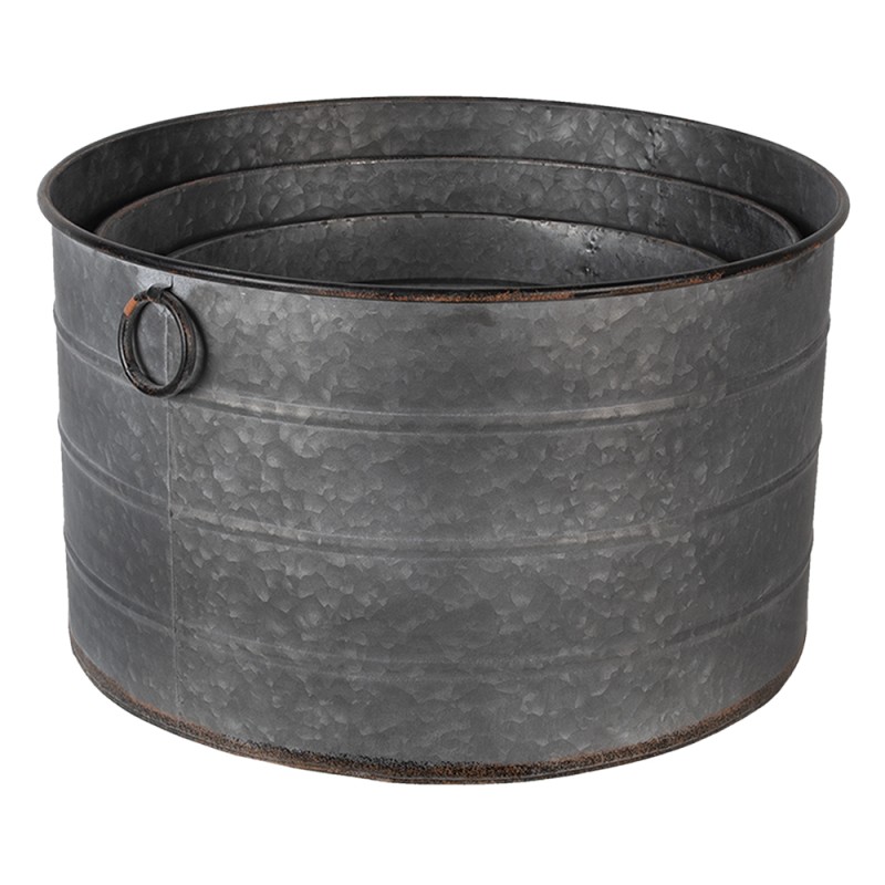 Clayre & Eef Pflanzenhalter Grau Metall Rund