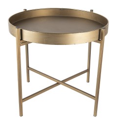 Clayre & Eef Bijzettafel  Ø 52x40 cm Koperkleurig Metaal Rond