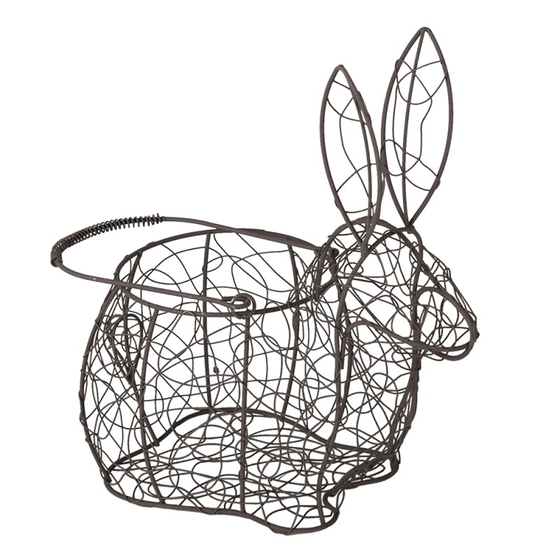 Clayre & Eef Panier de Pâques Lapin 26x13x28 cm Noir Fer