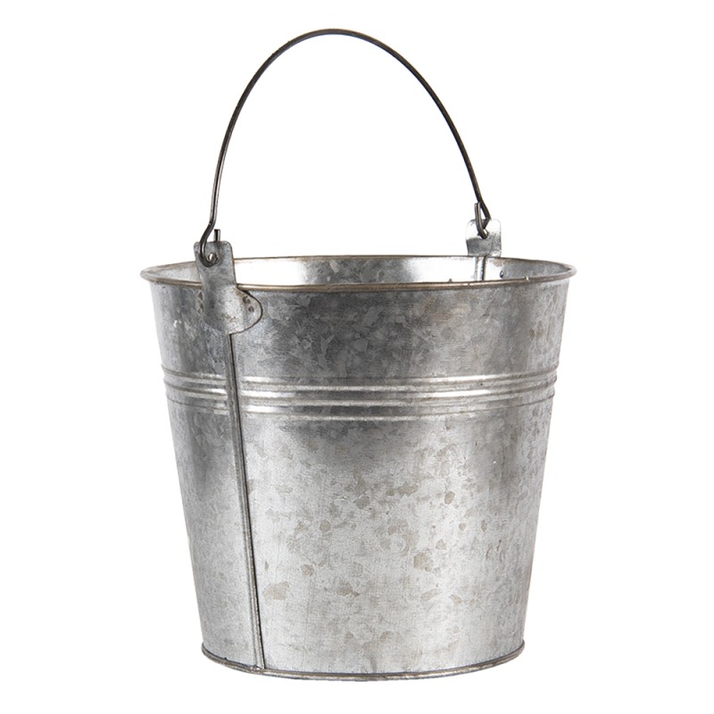 Clayre & Eef Dekoration Eimer Ø 18x16/26 cm Grau Zink