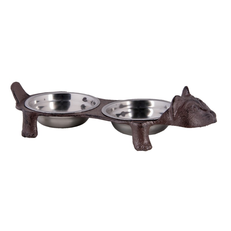 Clayre & Eef Dog Bowl Cat 42x18x8 cm Brown Iron Oval