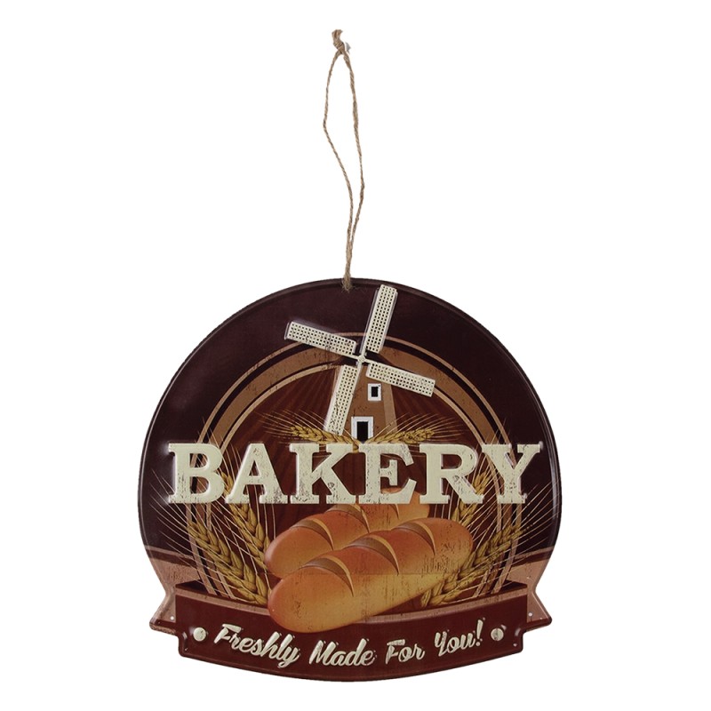 Clayre & Eef Plaque de texte 38x40 cm Marron Fer Bakery