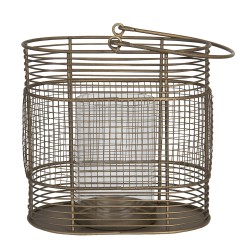 Clayre & Eef Theelichthouder  19x12x19 cm Koperkleurig Metaal Ovaal