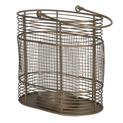 Clayre & Eef Theelichthouder  19x12x19 cm Koperkleurig Metaal Ovaal