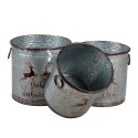 Clayre & Eef Seau décoratif set de 3 Gris Fer Rond Rennes