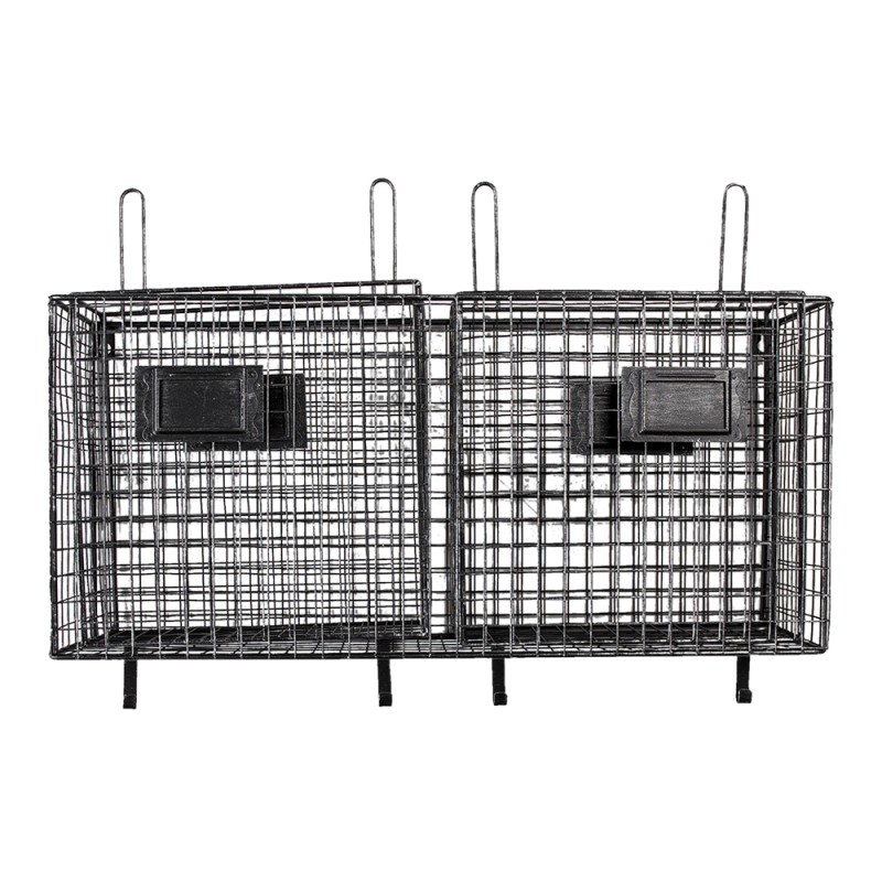 Clayre & Eef Scaffale da parete 56x12x65 cm Nero Metallo