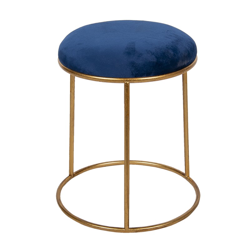 Clayre & Eef Tabouret Ø 42x48 cm Bleu Métal Rond