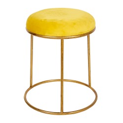 Clayre & Eef Sgabello Ø 42x48 cm Giallo Color oro Metallo Rotondo