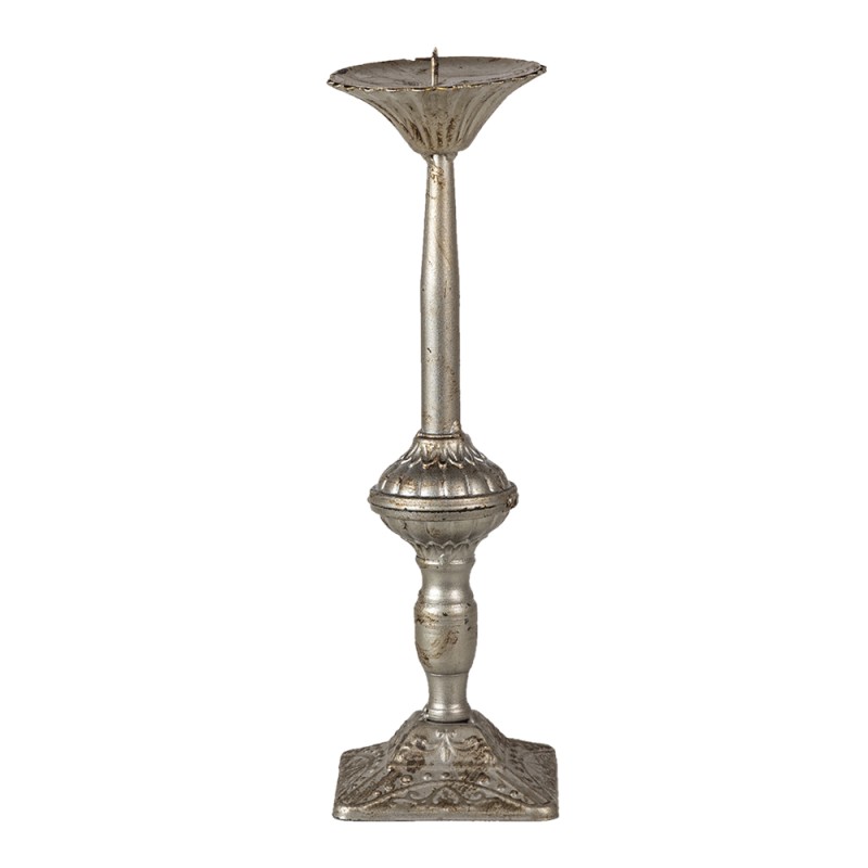 Clayre & Eef Candle holder Ø 9x32 cm Silver colored Iron