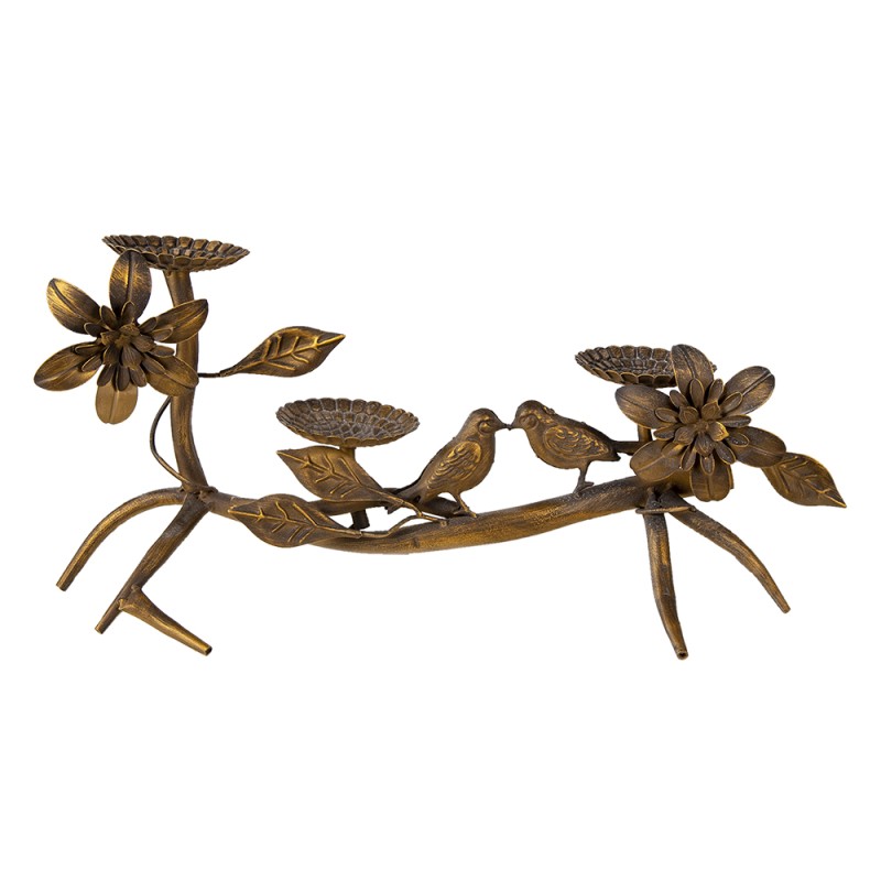 Clayre & Eef Chandelier Oiseaux 50x25x21 cm Couleur cuivre Fer Fleurs