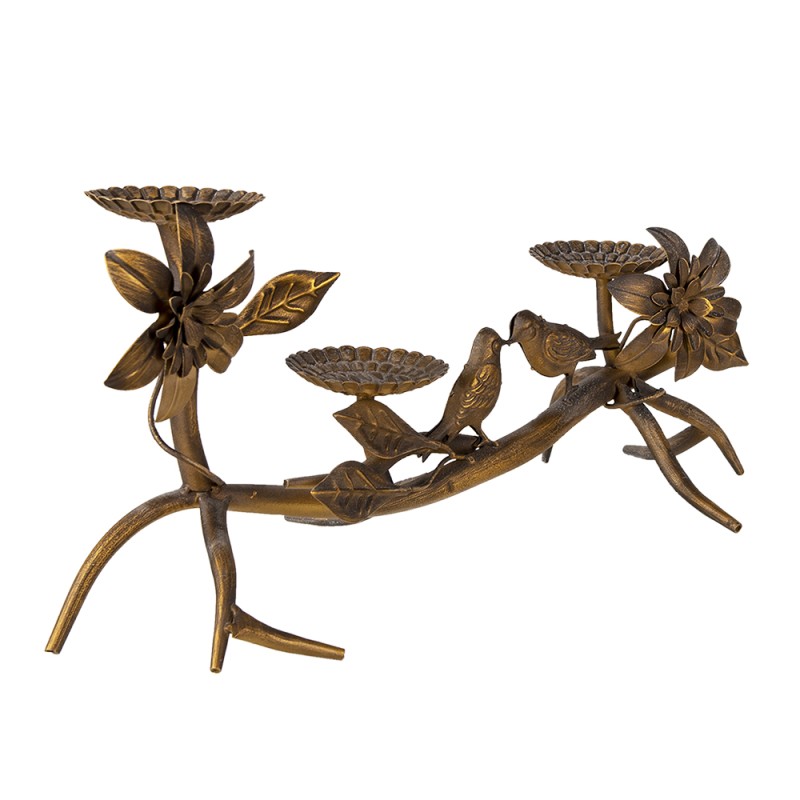 Clayre & Eef Chandelier Oiseaux 50x25x21 cm Couleur cuivre Fer Fleurs