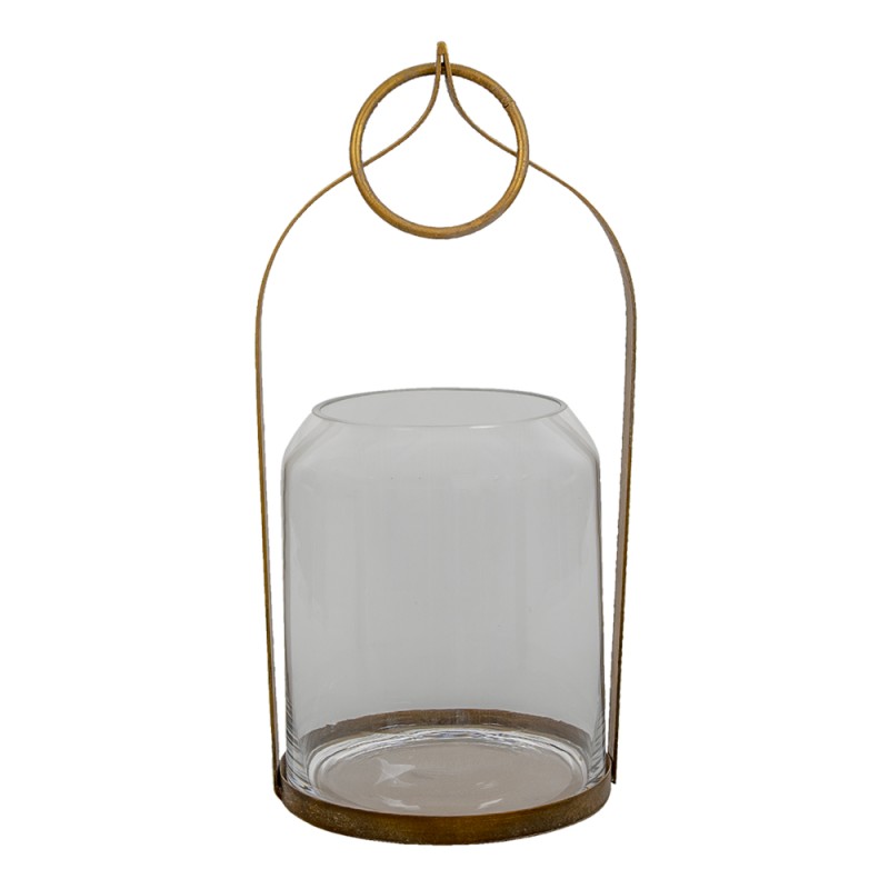 Clayre & Eef Lanterne 22x21x43 cm Couleur cuivre Métal Verre Rond