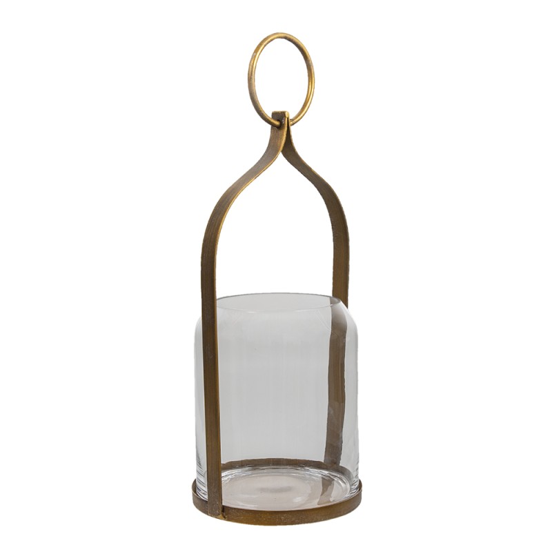 Clayre & Eef Lanterne 22x21x43 cm Couleur cuivre Métal Verre Rond