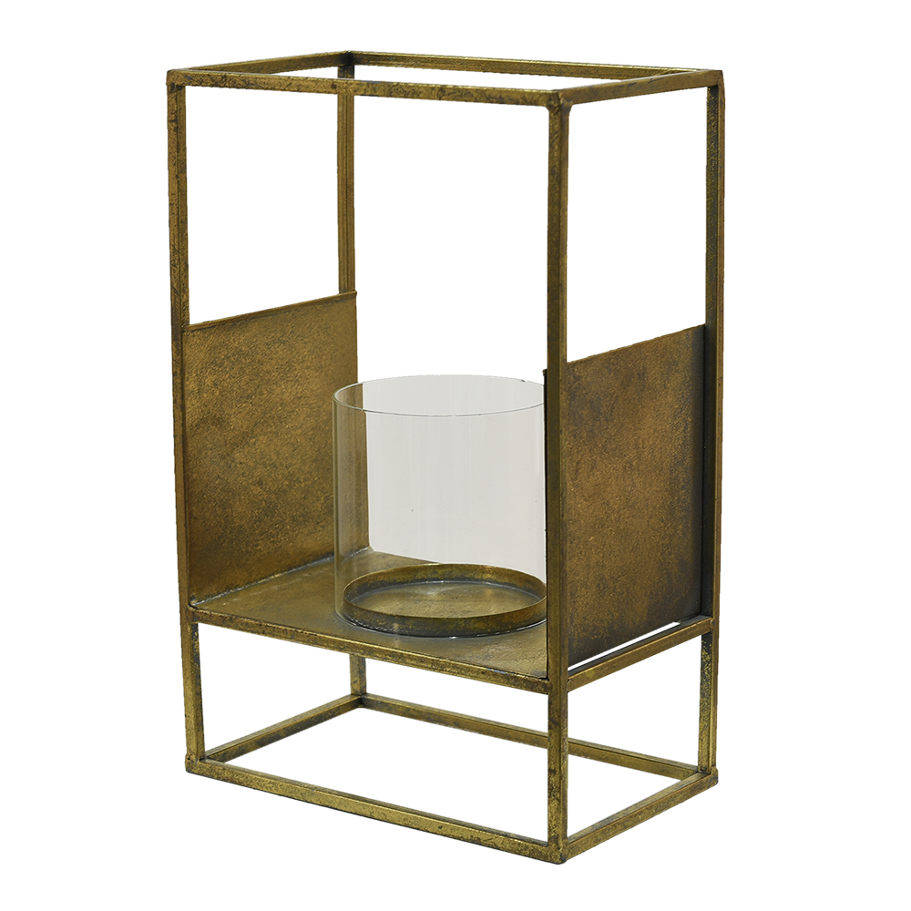 Windlicht 25X15X38 Cm Koperkleurig Metaal-image