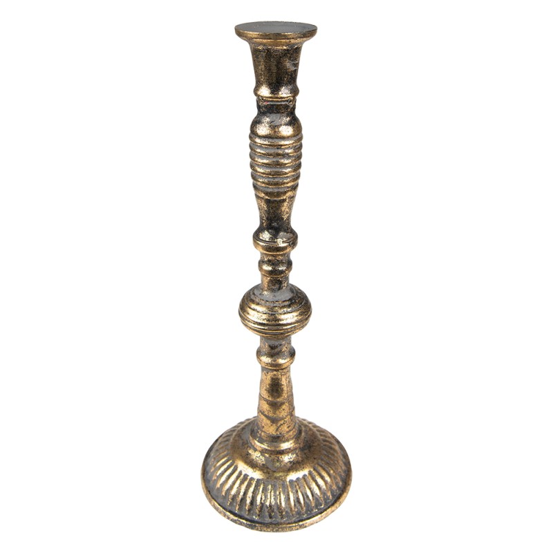 Clayre & Eef Kerzenständer Ø 11x32 cm Goldfarbig Metall Rund