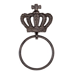 Clayre & Eef Towel Holder 13x4x15 cm Brown Iron Round Crown