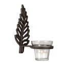 Clayre & Eef Porte-bougie Plume 10x12x19 cm Marron Fer Verre