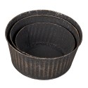 Clayre & Eef Planthouder  Ø 24 Ø 21 Ø 19cm Zwart Zink Rond