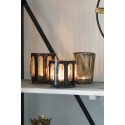 Clayre & Eef Tealight Holder Ø 14x13 cm Brown Iron Glass Round