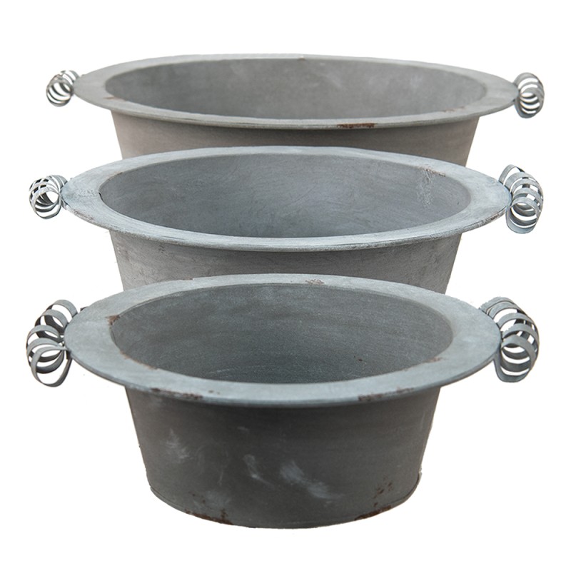Clayre & Eef Decorative Bowl Set of 3 Ø 36x11 cm Grey Metal