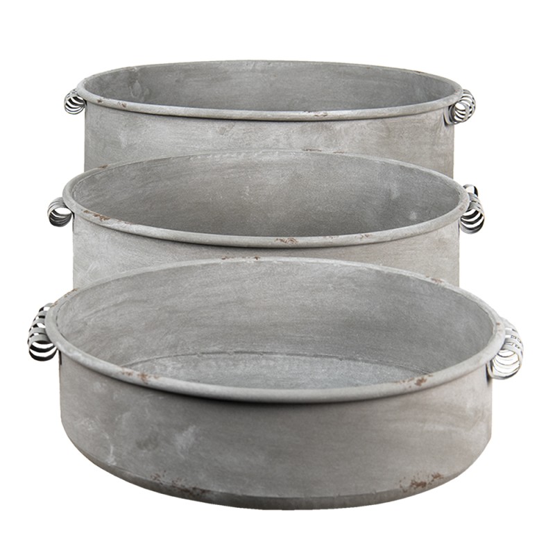 Clayre & Eef Serving Platter Set of 3 Ø 38 Ø 34 Ø 32cm Grey Iron
