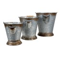 Clayre & Eef Decorative Bucket Set of 3 Ø 26x28 cm Grey Brown Iron