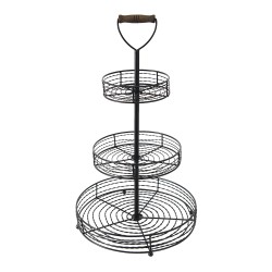 Clayre & Eef 3-Tiered Stand Ø 34x59 cm Black Iron Round