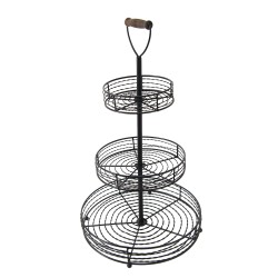 Clayre & Eef 3-Tiered Stand Ø 34x59 cm Black Iron Round