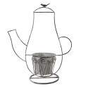 Clayre & Eef Supporto per piante Caffettiera 43x20x49 cm Grigio Ferro Uccello