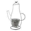 Clayre & Eef Supporto per piante Caffettiera 43x20x49 cm Grigio Ferro Uccello