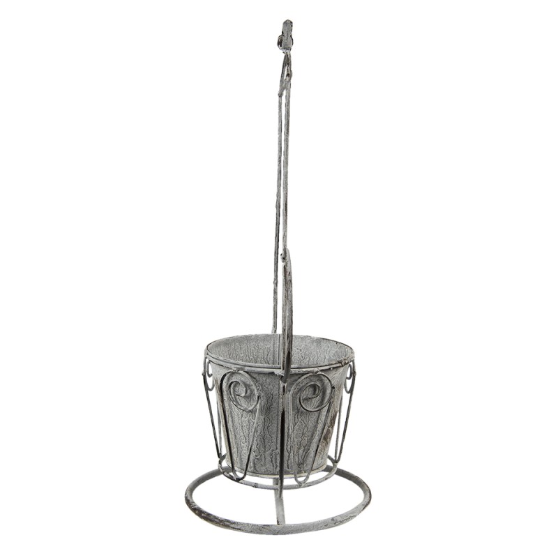 Clayre & Eef Supporto per piante Caffettiera 43x20x49 cm Grigio Ferro Uccello