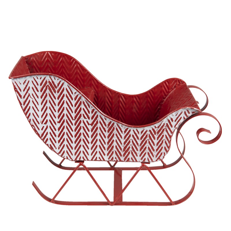 Clayre & Eef Décoration de Noël Luge 32x15x24 cm Rouge Blanc Métal