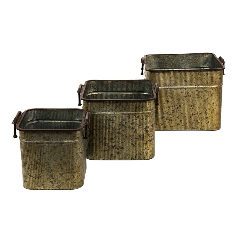 Clayre & Eef Decoratie Zinken Teil Set van 3  42x38x28 cm Grijs Ijzer Rechthoek