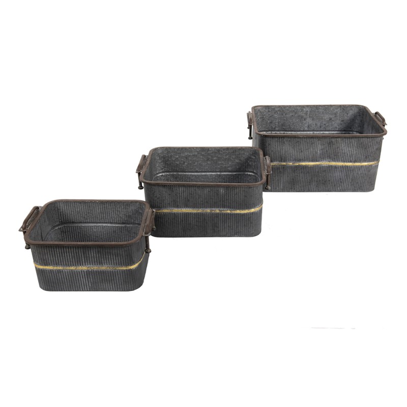 Clayre & Eef Planthouder  45x32x20 cm Grijs Ijzer Rechthoek