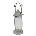 Clayre & Eef Lantern Ø 15x44 cm Grey Metal Glass