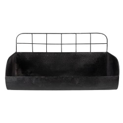 Clayre & Eef Wall Rack 38x14x20 cm Black Iron