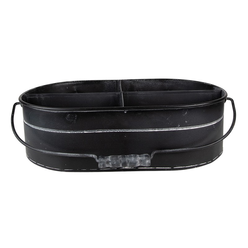 Clayre & Eef Compartment Box 4 compartments 41x26x11 cm Black Iron Oval