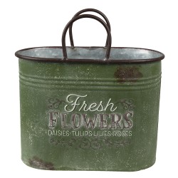 Clayre & Eef Planter Green Brown Metal Fresh Flowers