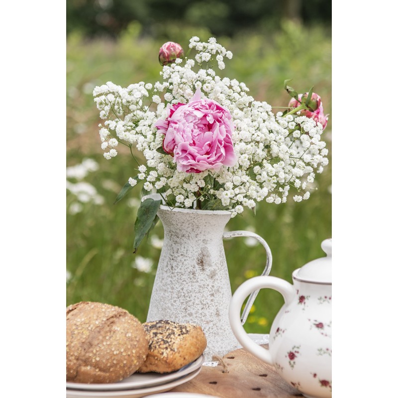 Clayre & Eef Decoration can 12x12x20 cm Grey White Metal