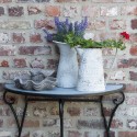 Clayre & Eef Decorative Watering Can 16x12x22 cm Grey White Metal Flowers Flower market