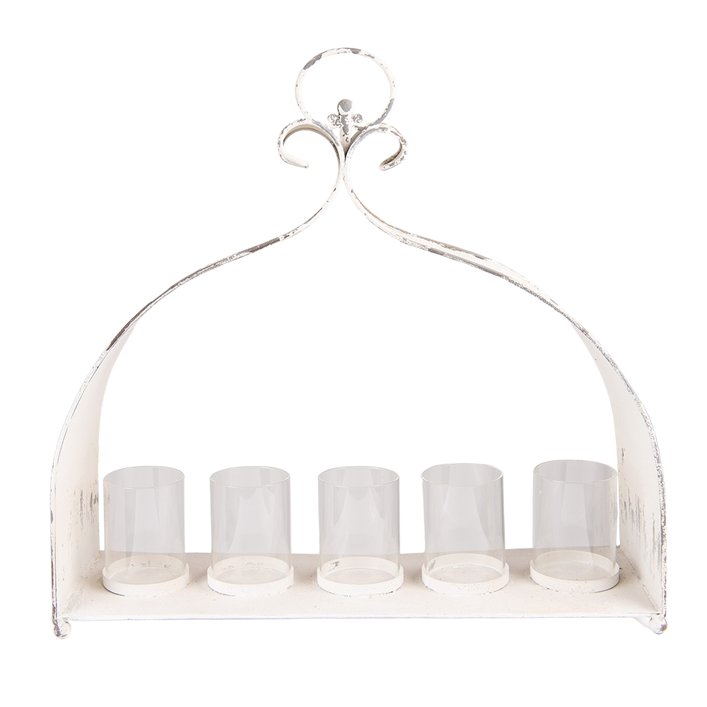 Clayre & Eef Theelichthouder 53x16x50 cm Beige IJzer afbeelding