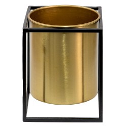 Clayre & Eef Planter 14x14x16 cm Gold colored Black Iron