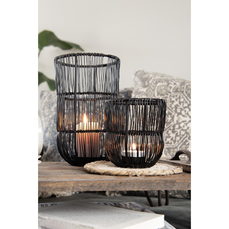 Clayre & Eef Wind Light Ø 13x23 cm Black Iron